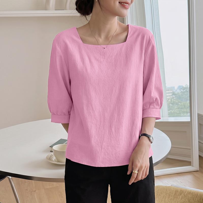 ZANZEA Women Square Collar Loose Casual Half Sleeve Blouse S