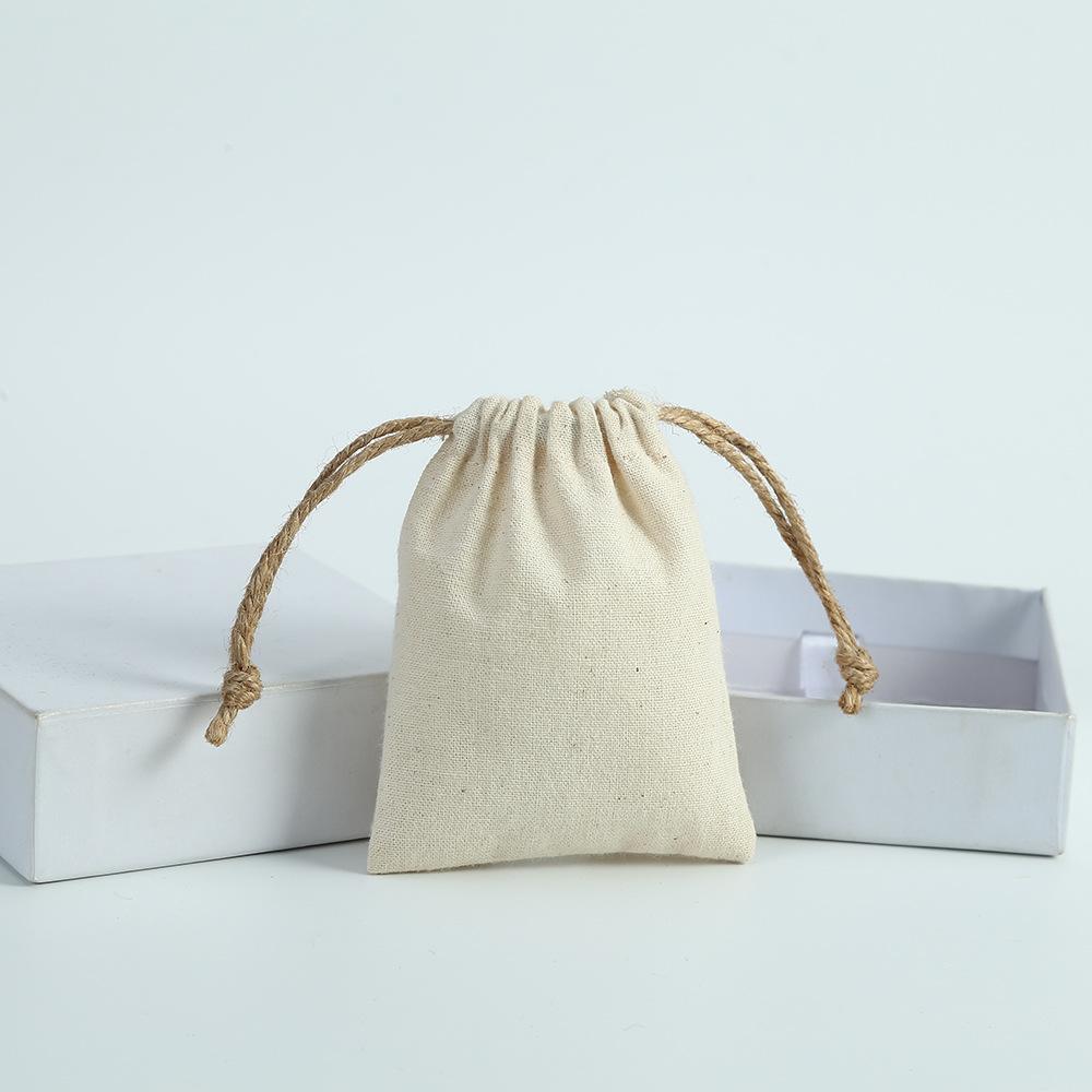 2‑Pack Cotton Linen Jewelry Storage Drawstring Pouch, Small Sundries Organizer Bag