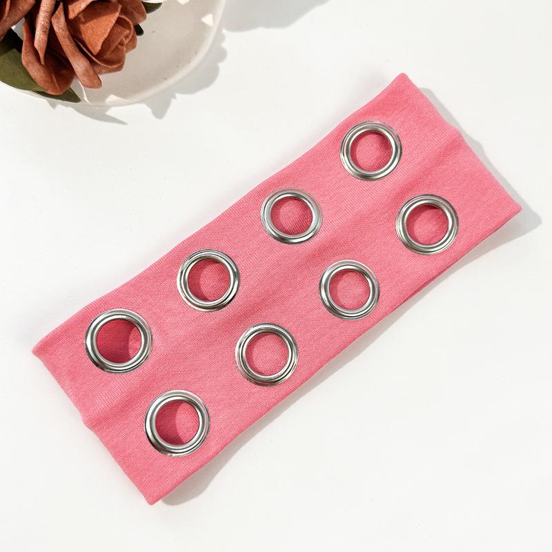 Hip-Hop Punk Style Solid Color Hollowed-Out Air Eye Metallic Stretch Headband Music Festival Rock Dark Headband Hair Accessories