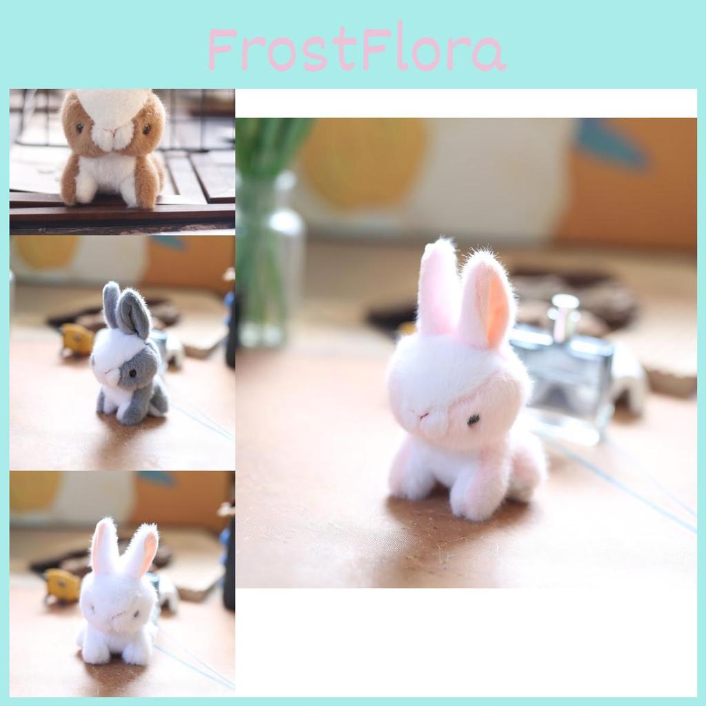 Cute Fluffy Rabbit Plush Toy Small Cartoon Bunny Doll Keyring Accessory