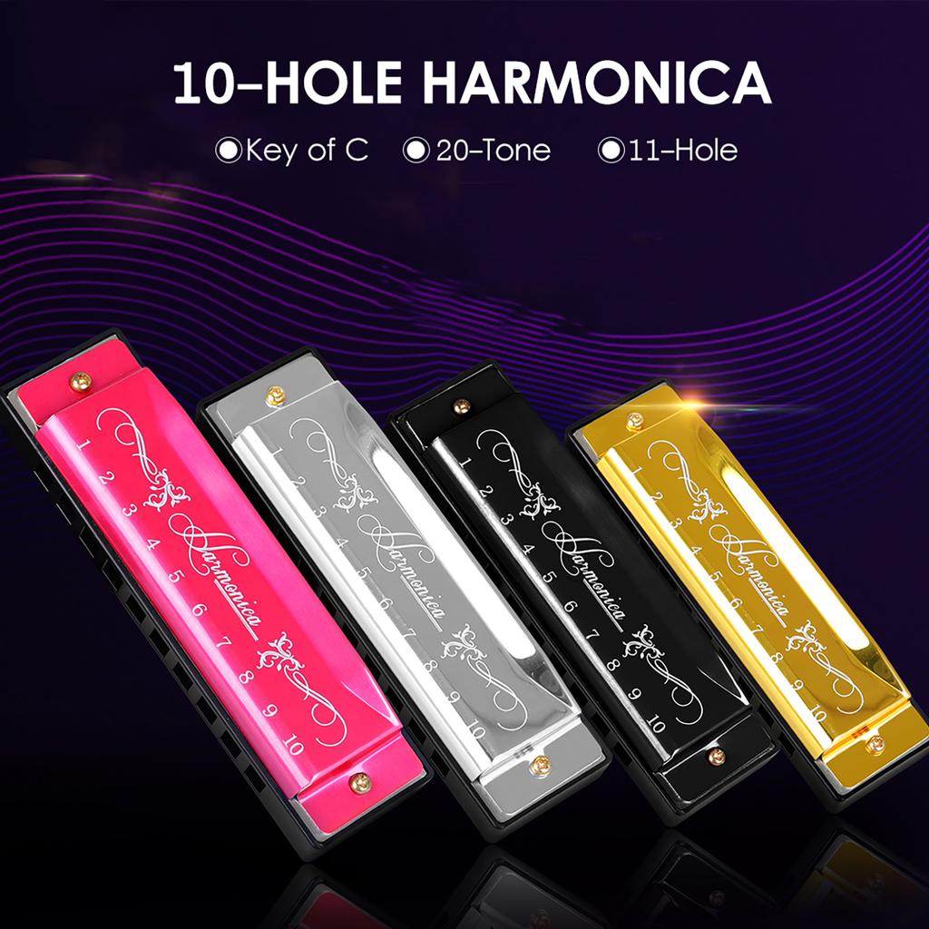 IRIN 10 Hole Harmonica Key of C 20 Tone Musical Gift with Storage Case for Beginner Student