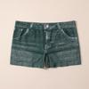 Women Imitation Denim Short High Stretchy Leggings Short Jeans with Pockets Tight Fitting Summer Shorts Daily Wear