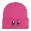 Cappello a Maglia Rosa con Viso Ricamato 3D Espressione di Kirby Carino Versatile Cappello in Filato