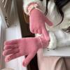 Solid Color Touch Screen Gloves Knitted Texture Thermal Riding Gloves  Winter Season