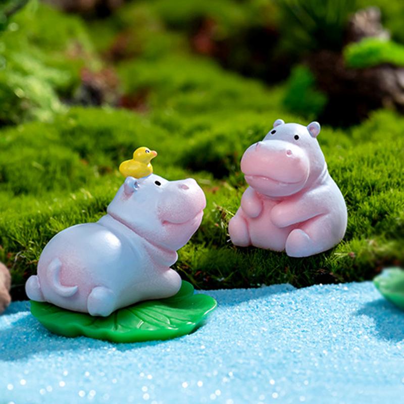 Hippo Statue Car Interior Animal Accessory Resin Animal Figurines For Bookshelf Bedroom Tiny HippopotamuFigurines