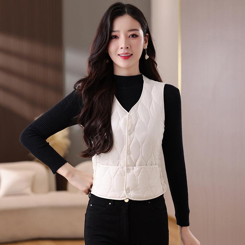 Autumn and Winter Down Cotton Vest Thickened New Velvet Light and Slim Liner Short Vest