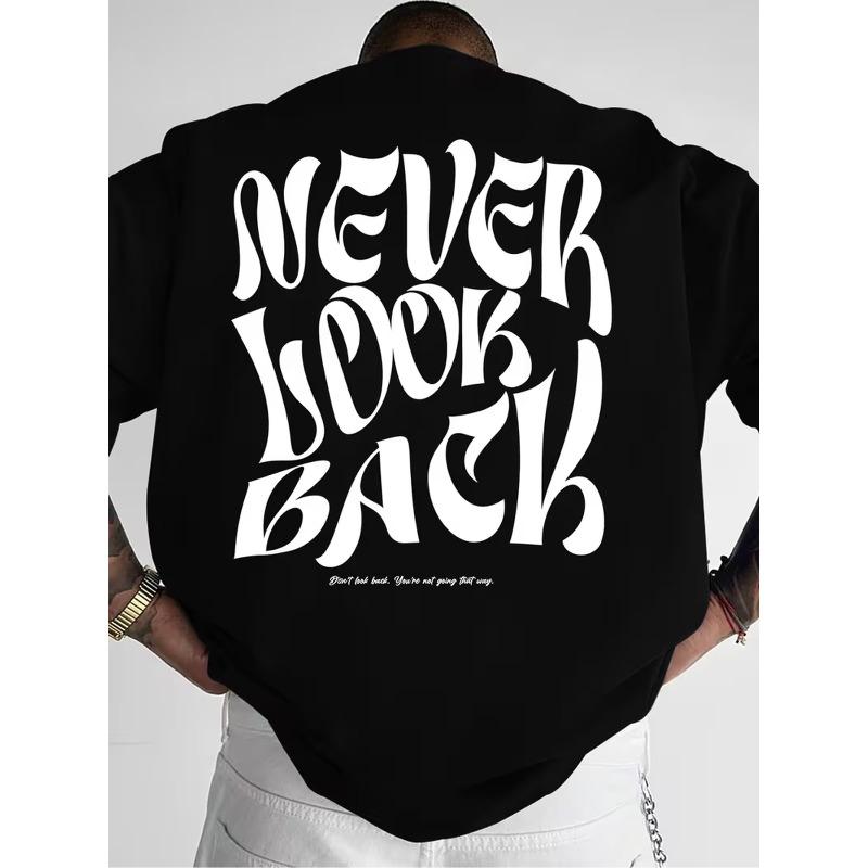 

Men s Streetwear T-Shirt with Back Print Motivational Text - Summer Short Sleeve Round Neck Casual Tee, Bold Back Design for Urban Style 4XL чорний