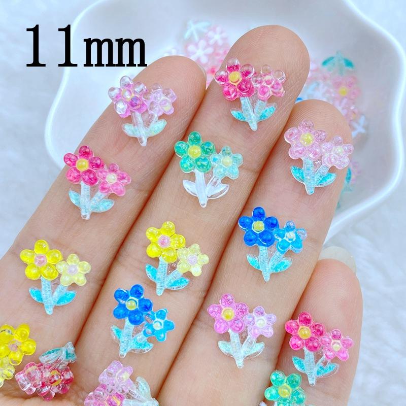 

50Pcs New Cute 11mm Resin Mini Flower Series Flat Back Manicure Parts Embellishments For Hair Bows Accessories