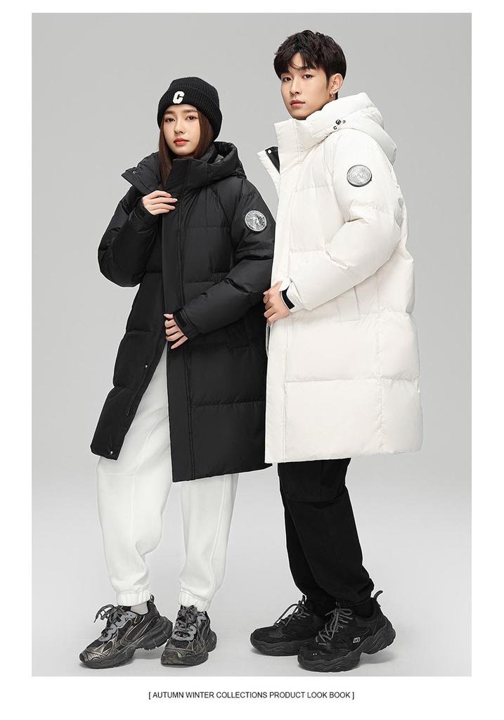 Men's Winter 2025 Mid-Length Down Jacket - Thick, Warm, Windproof Fashion Outerwear for Couples