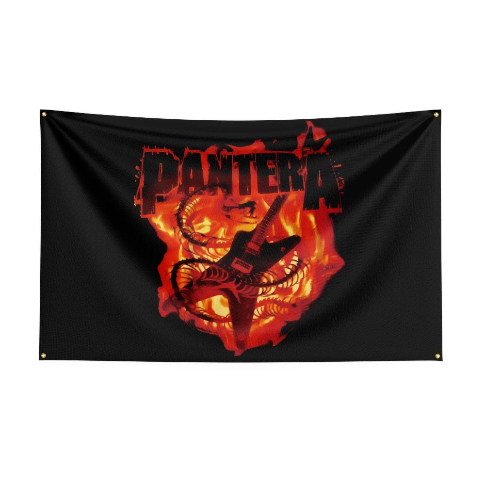 Ppanteras Flag Rock Music Band Banner 3x5ft With Brass Grommets Hd Printing Tapestry Exhibition Music Band Fans Garage Decor