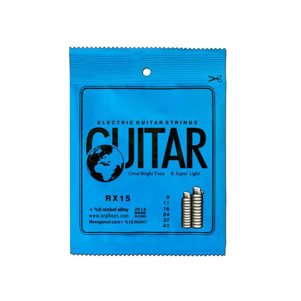 Orphee RX15 6pcs Electric Guitar String Set (.009 .042)  Nickel Alloy Super Light Tension