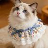 Cartoon Knitted Collar Lace Floral Bows Cat Drool Towel Cute Pet Bib  Daily Use