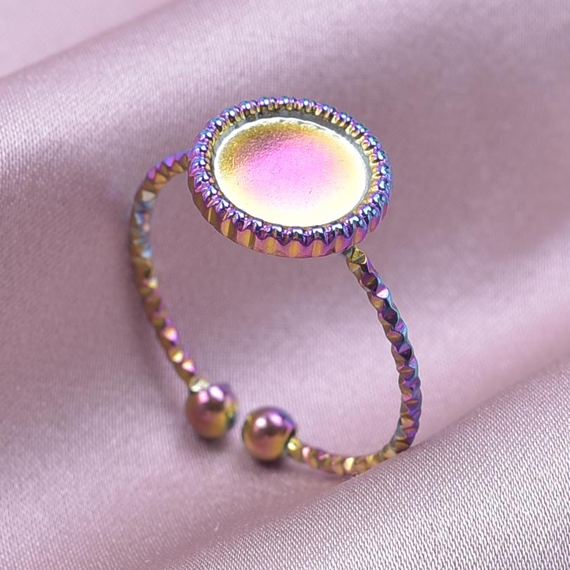 Klassisk Retro Öppningsbar Justerbar Ring Oregelbunden Geometri Hjärta Ellips Vattendroppe Glänsande Rostfritt Stålringar Semesterpresent