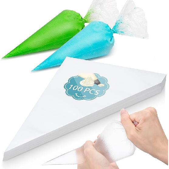 100pcs Thick Disposable Icing Piping Bags, Professional Pastry Bags 12inch, Heavy Duty Anti Burst Cake Tipless Piping Bags for Chocolate Royal