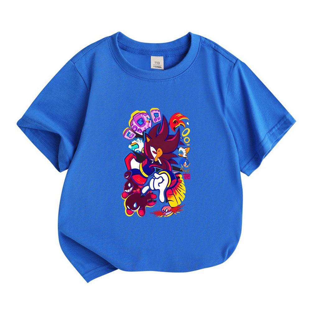 Kids Boys Girls 100% Cotton Crew Neck Short Sleeve T-Shirt, Cool Anime Hedgehog Game Themed Printed Casual Tees for Children Birthday Gift Daily Wear