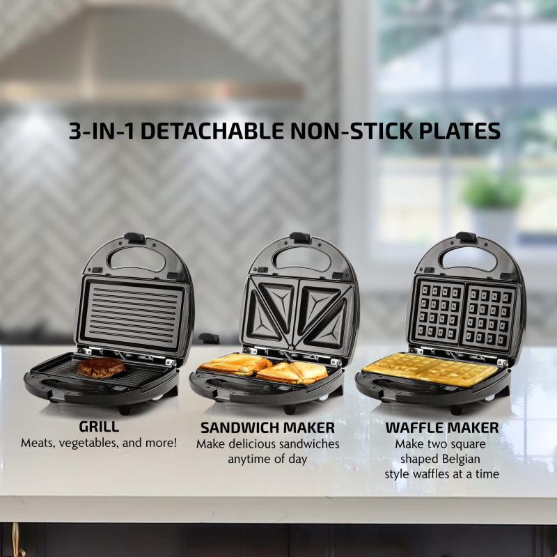 3-in-1 Breakfast Machine: Sandwich, Waffle, and Donut Maker Toaster