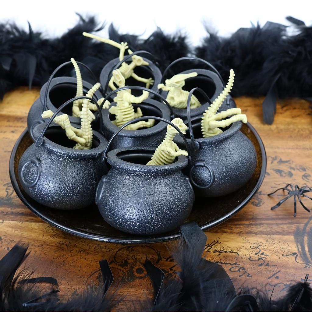 6pcs Mini Cauldron Kettles, Halloween Black Cauldrons, Novelty Kettles, Witches Cauldron, Party Favors - (non-food contact)