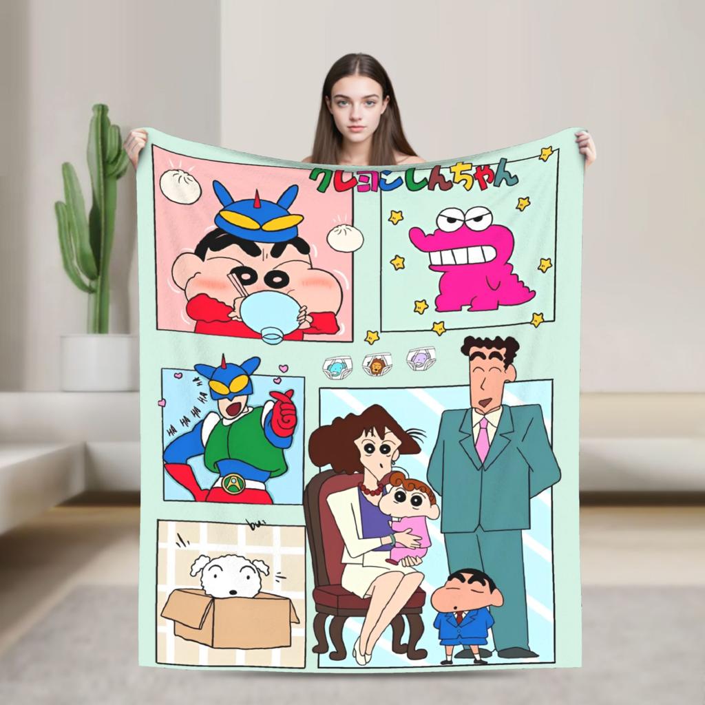 Crayon Shin chan Cartoon Decke Flanell Frühling Herbst Multifunktion Super Weich Überwurfdecken für Sofa Auto Bettwäsche Überwürfe