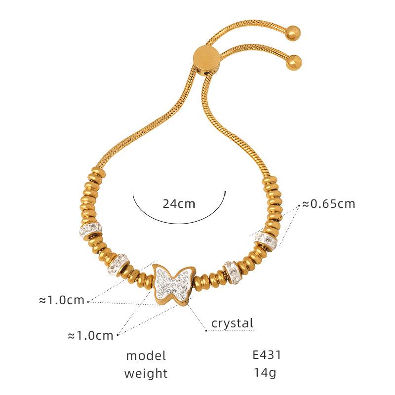 Adjustable Summer Beaded 18K Gold Plated Titanium Stainless Steel Waterproof Tarnish Free Jewelry Bracelets for Women Para Mujer