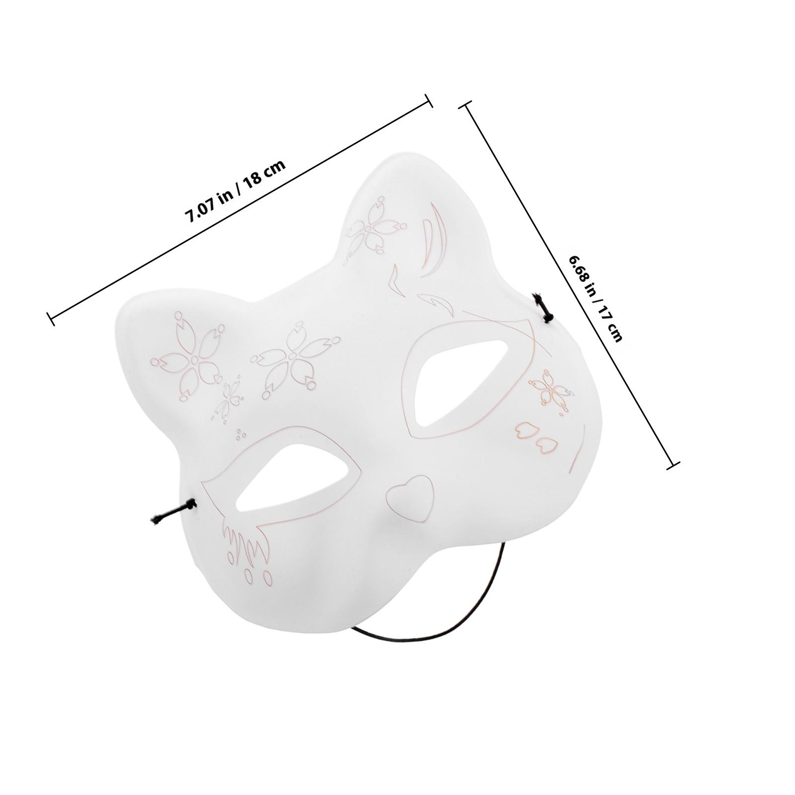 DIY Mask Set Blank Cat Mask Unpainted for Halloween Masquerade Cosplay Party Decor Handpainting Craft Accessory