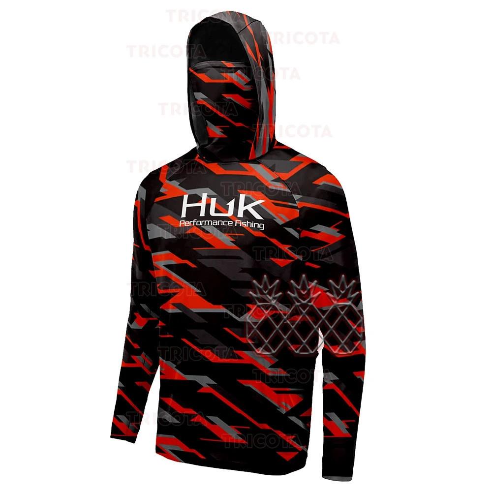 Cross-border HUK hooded fishing suit summer long-sleeved sunscreen T-shirt breathable face towel integrated fishing suit Luya