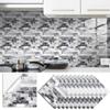 10pcs Black and White Marble Tiles Sticker Kitchen Wardrobe Bathroom Home Decor Self-adhesive Crystal Hard Film Art Wall Decals