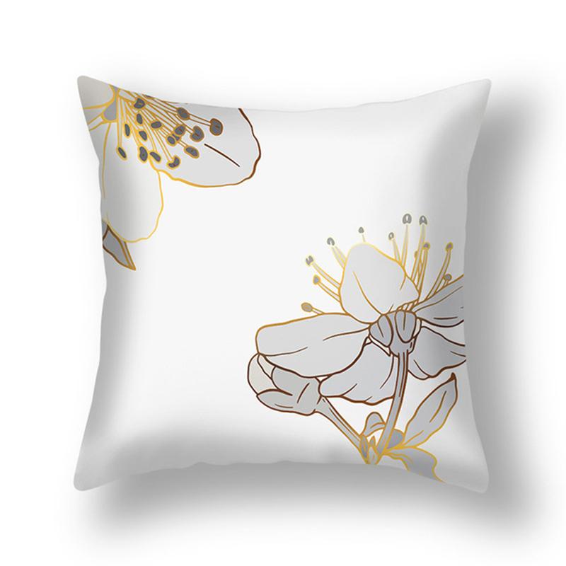 Modern Light Luxury Pillowcase Black Gold Leaf Abstract Plant Sofa Bedside Cushion Cover 45x45cm Car Home Decoration Pillowcase