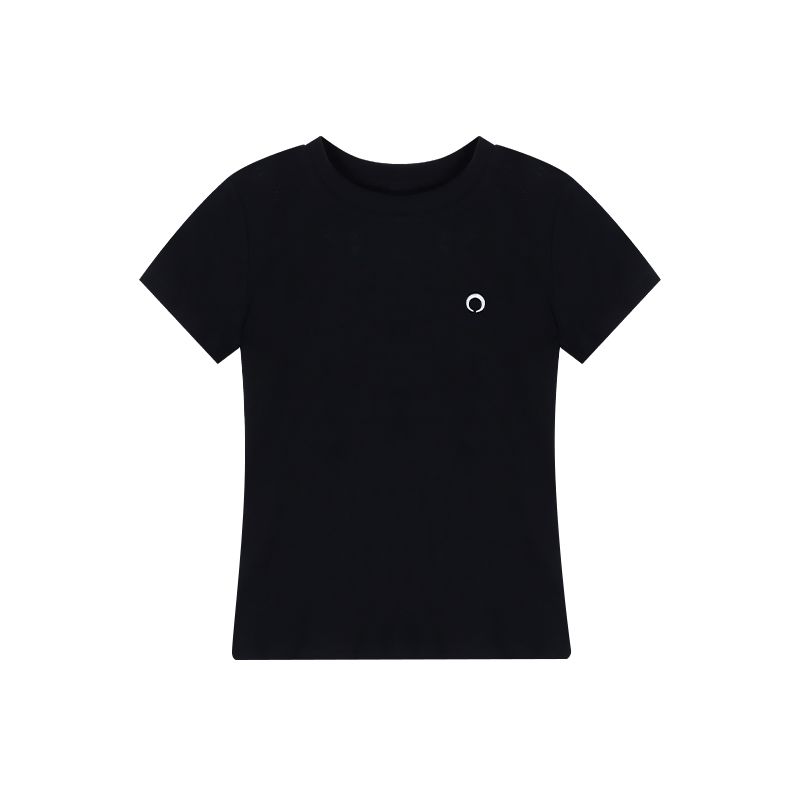 

Women s Kumikumi Shoulder Contrast Color Stripes Embroider Black T-Shirt L