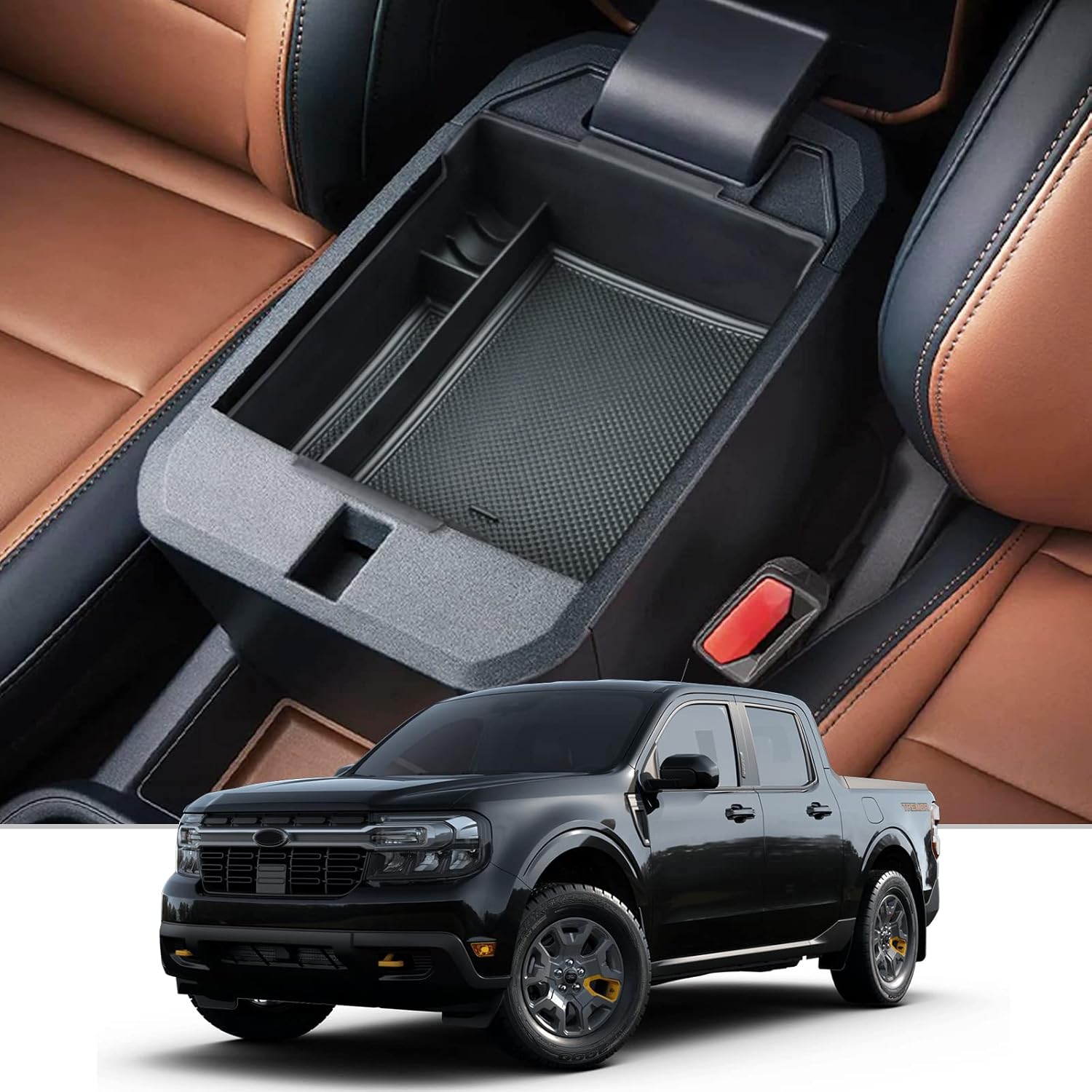 CDEFG for 2022 2023 2024 2025 2026 Ford Maverick Truck Center Console Organizer Tray 2022-2026 Maverick Armrest Trays Storage Box Coin Container чёрный