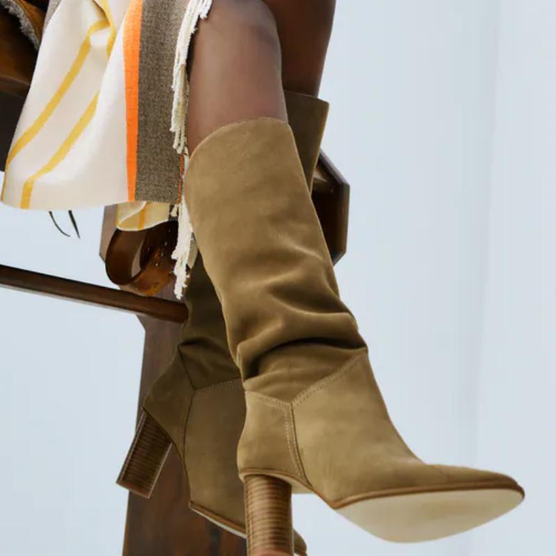 Western Winter Knee High Boots Women's Shoes Suede Leather Black Beige Tall Long Chelsea Boots Female 2025 New Trends Shoes