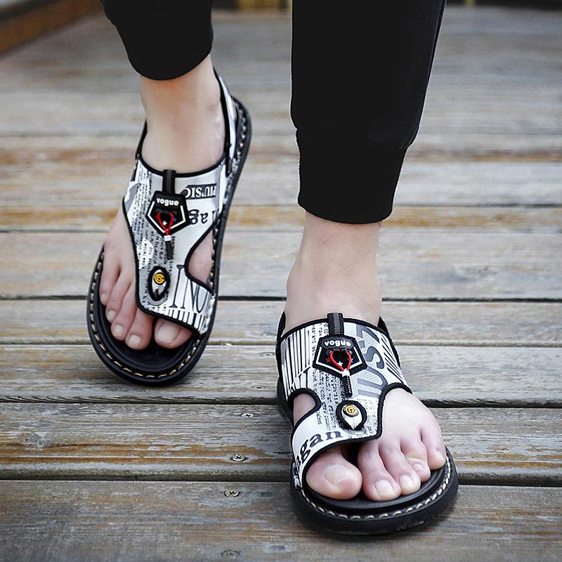 Summer Outwear Men's Leather Sandals Dual purpose Slippers Men's Trendy Soft Sole Sandals Men's Trendy Feet Clipping