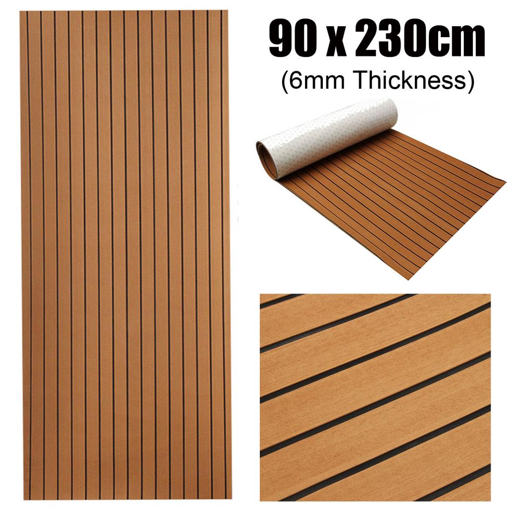 Tappetino Antiscivolo In EVA Per Barche E Camper - 240x90x0,6 Cm, Effetto Teak, Marrone Scuro - Foto 13