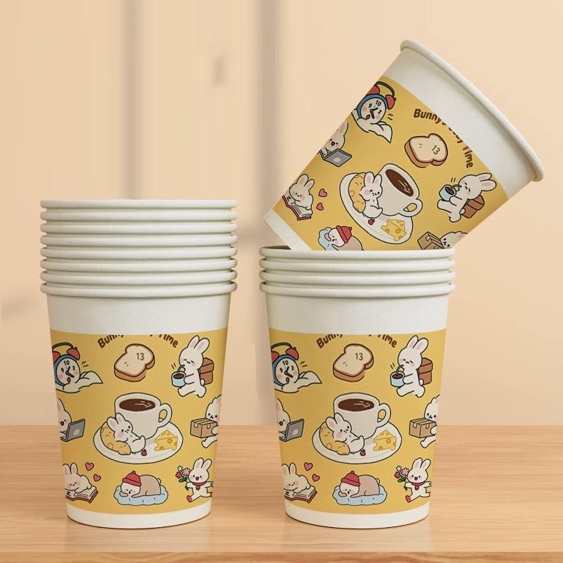 Paper cups Disposable 2 new paper water cups Commercial thickened cups Paper cups 000 pieces [cartoon rabbit]; 50 pieces