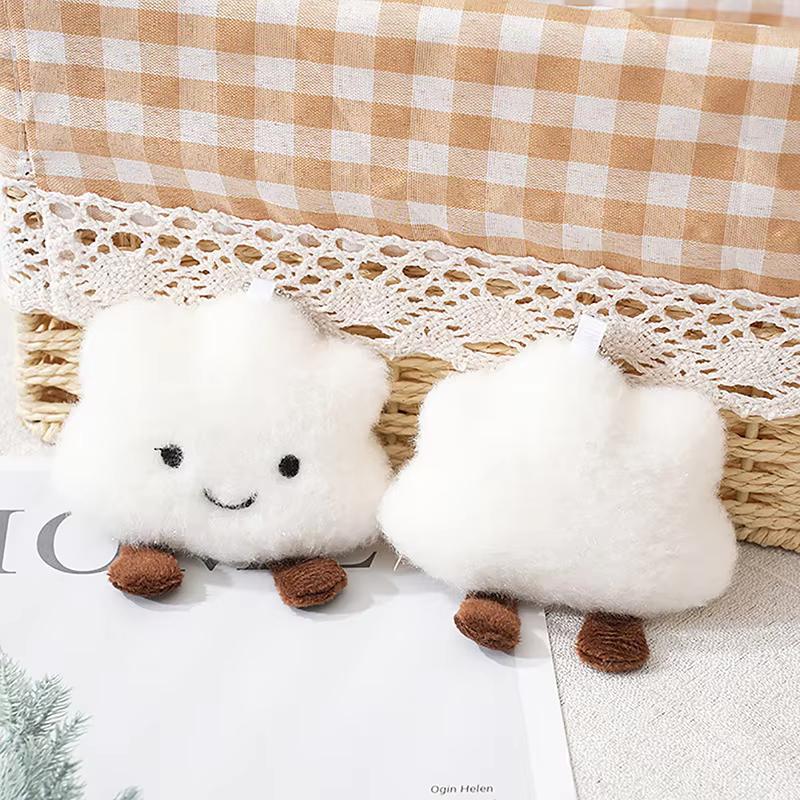 3Pcs/Set Lovely Plush White Cloud Keychain Pendant Toys Bag Decoration