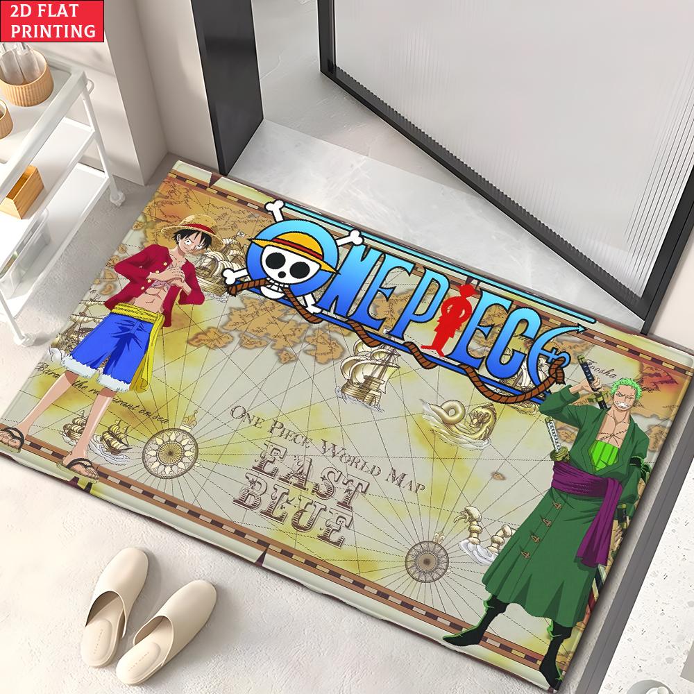 Anime Straw Hat Crew Doormat, Cartoon Pirate Non-slip Floor Mat, Decorative Entrance Rug for Home Living Room Bedroom Game Room
