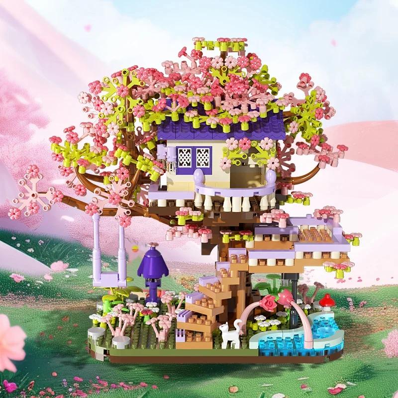 Non-Toxic Flower Tree House Building Block Diy Assembly Toys Micro Bricks Puzzle Toys For Kids Childrenfriend Birthday Gifts
