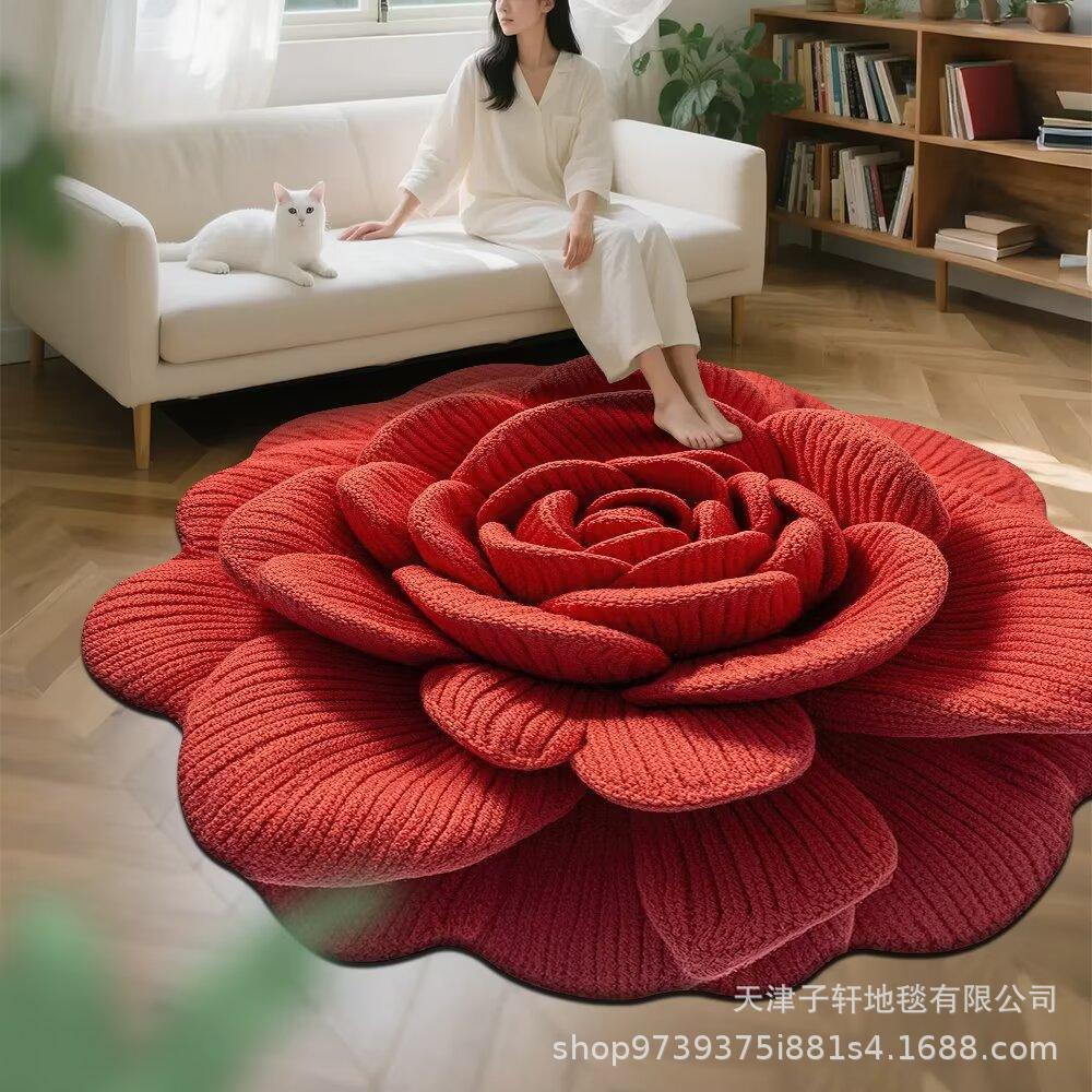 3D Flower Living Room Decoration Carpet Bedroom Bedside Carpet Bathroom Absorbent Mat