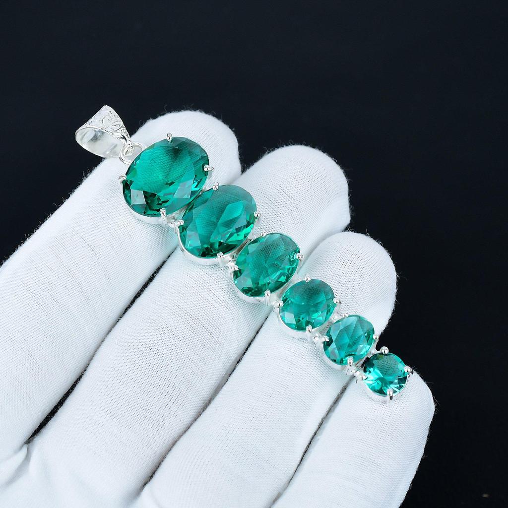 Ciondolo Apatite Verde, Ciondolo in Argento Sterling 925, Ciondolo Fatto a Mano, Ciondolo Antico, Ciondolo con Pietra Preziosa Apatite Verde, Regalo di San Valentino