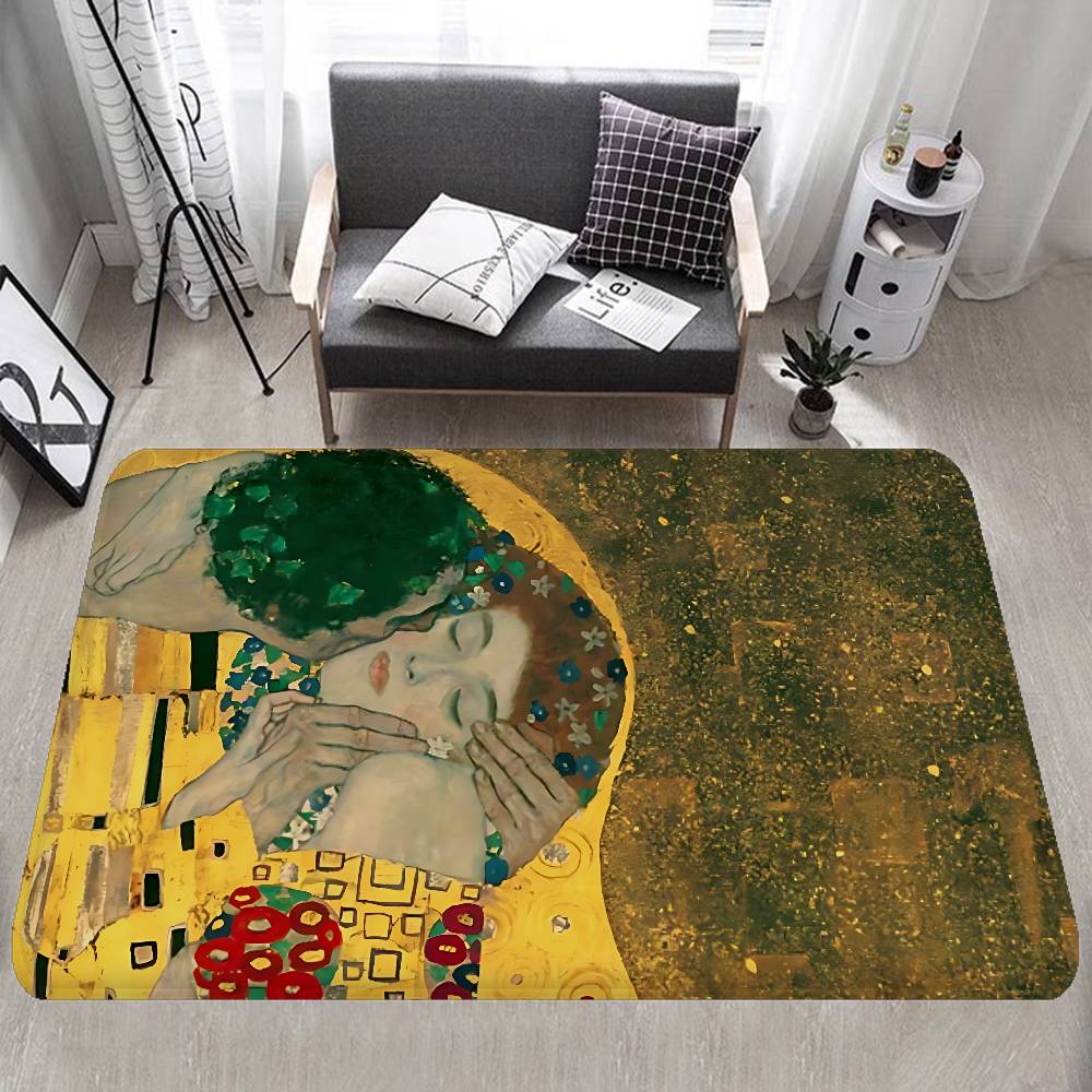 Gustav Klimt The Kiss Floor Mat Rectangle Anti-slip Home Soft Badmat Front Door Indoor Outdoor Mat Welcome Doormat
