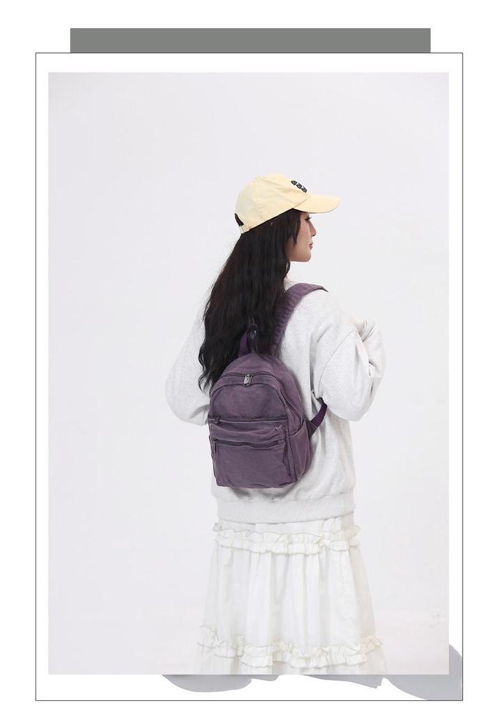 Damen Retro Gewaschene Canvas Handtasche Schultertasche - Lässiger Leichter Rucksack für Studenten
