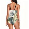 Swimsuit for Women Scoop Neck Adjustable Side Drawstring Leaf Print Bathing Suit Beachwear Monosuit Swimwear
