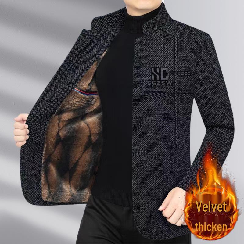 2025 Autumn/Winter Men's Wool Coat for Middle-Aged and Elderly – Business Casual Dad Style, High-Quality Outerwear.