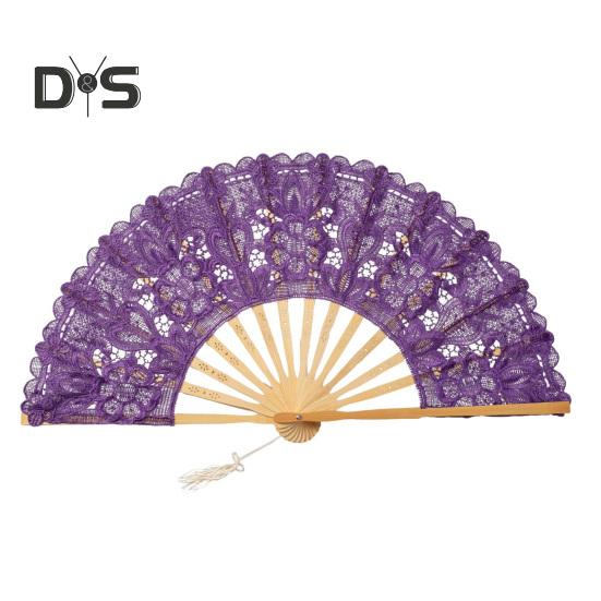 

Вінтажний мереживний складаний віяло Портативний літній мереживний квітковий ручний віяло Прикраса Танцювальна вистава Реквізит Аксесуари для партійних костюмів B фіолетовий