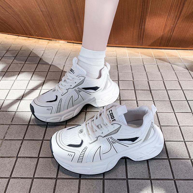 Retro Plateau Dad Schuhe Damen 2025 Frühling neu ankela rot lässige Sneaker atmungsaktive Damenschuhe