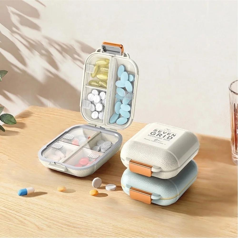 New Hot Small Premuim Portable Travel 7 Days 7 Grids Pill Container Box Cases Organizer Storage for Vitamin Medicine Fish Oils