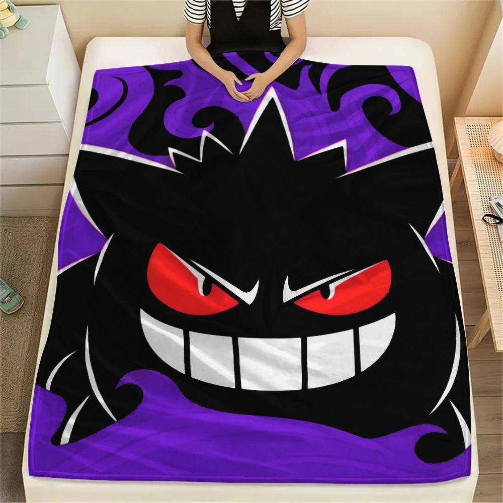 Coperta in Flanella con Fantasia Pokémon Gengar, Alta qualità Confortevole per Tutte le Stagioni, Arredamento per la Casa, Calore e Comfort, Perfetta per Regali.
