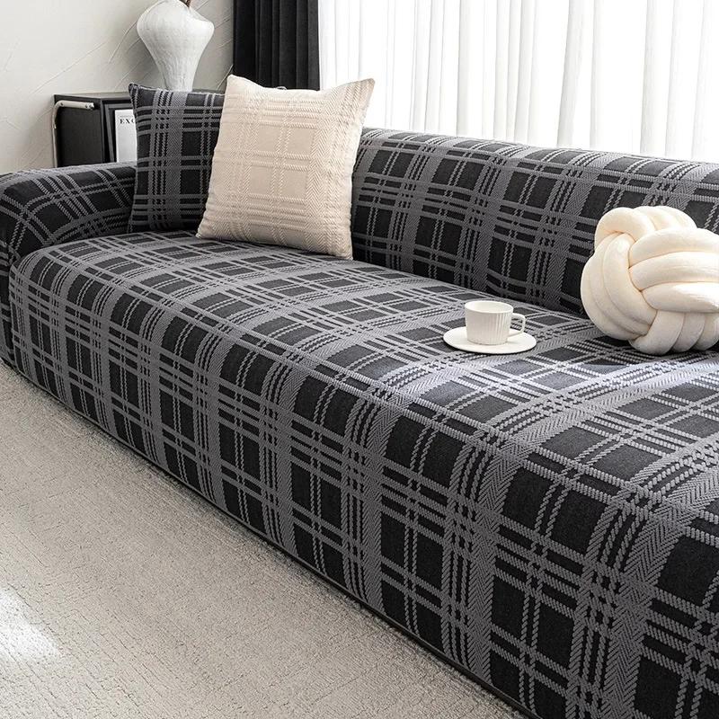 Elastic Retro Plaid Sofa Cover Luxury Dustproof All Inclusive Couch Slipcover Stretch Anti Cat Scratch Furniture Protector