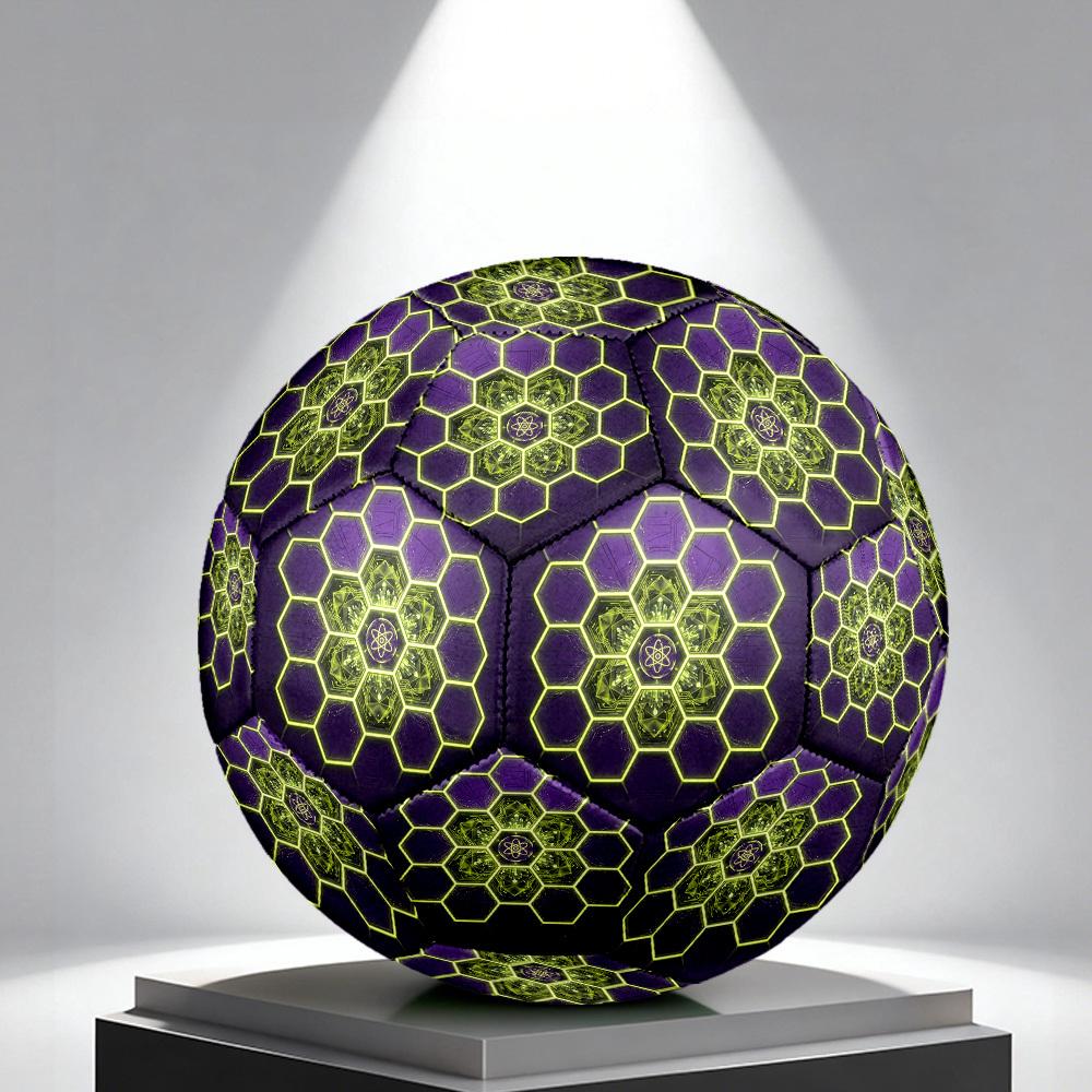 1pc Hexagonal Neon Grid Themed Soccer Ball, Size 5, Lightweight PVC Material, Outdoor Training Soccer Ball Gift. q62256