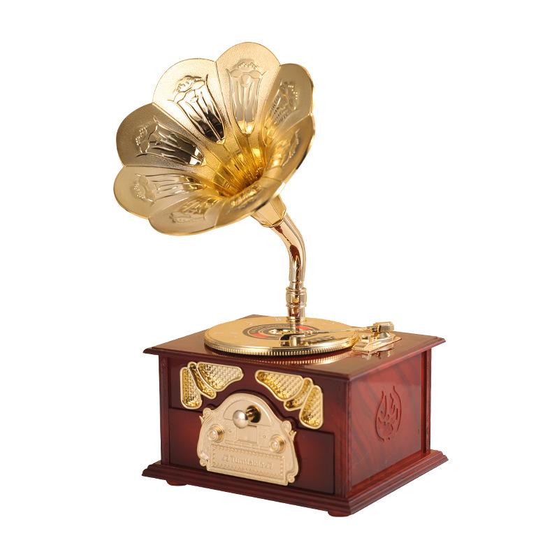 Caixa de Música de Corda Criativa Vintage Decoração para Casa ou Loja