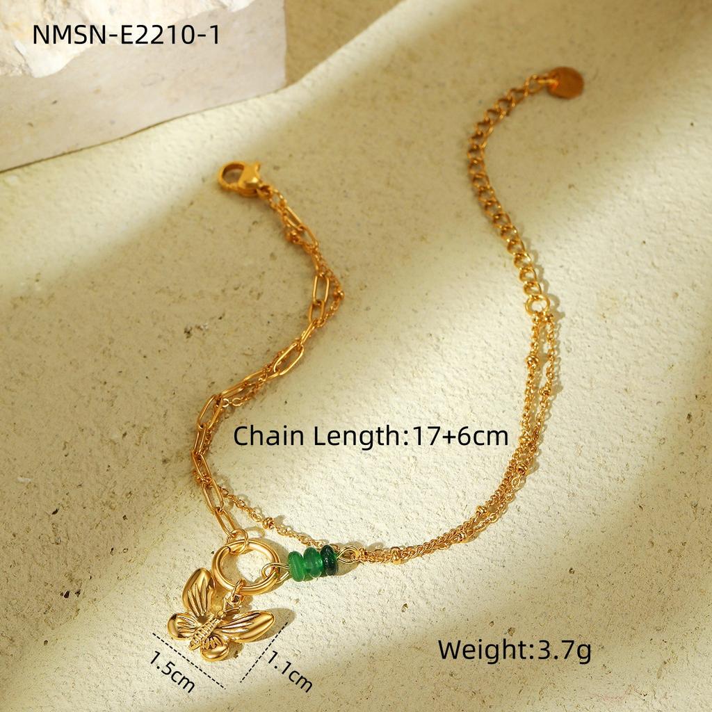 GEMCHIC Women's 18K Gold Plated Stainless Steel Natural Stone Freshwater Pearl Design Geometric Handmade Bracelet